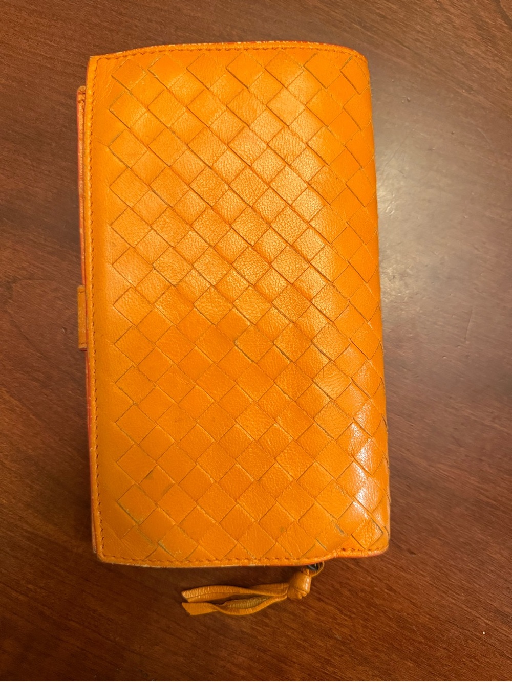 Bottega Veneta Orange Intrecciato Leather Zip Wallet - Picture 6 of 12